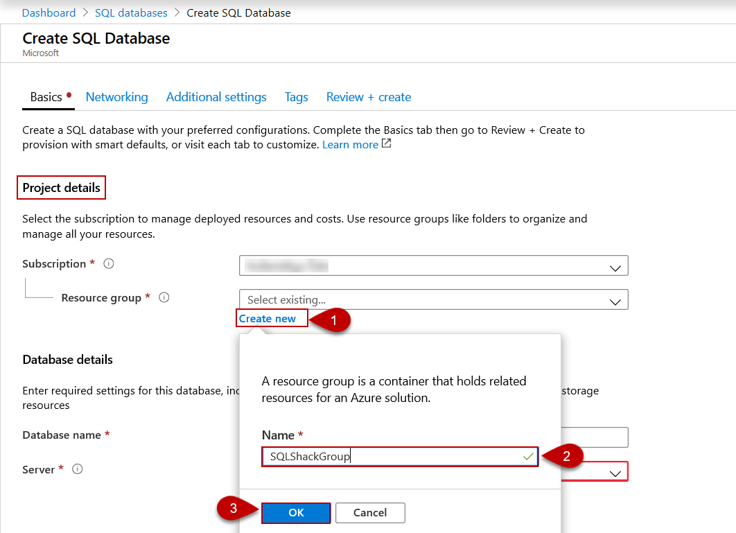 Azure SQL Database: Resource Group